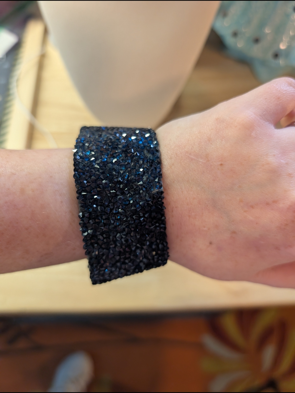Sparkling Black Crystal Stretch Wristband - Fashionable Wearable Accessory